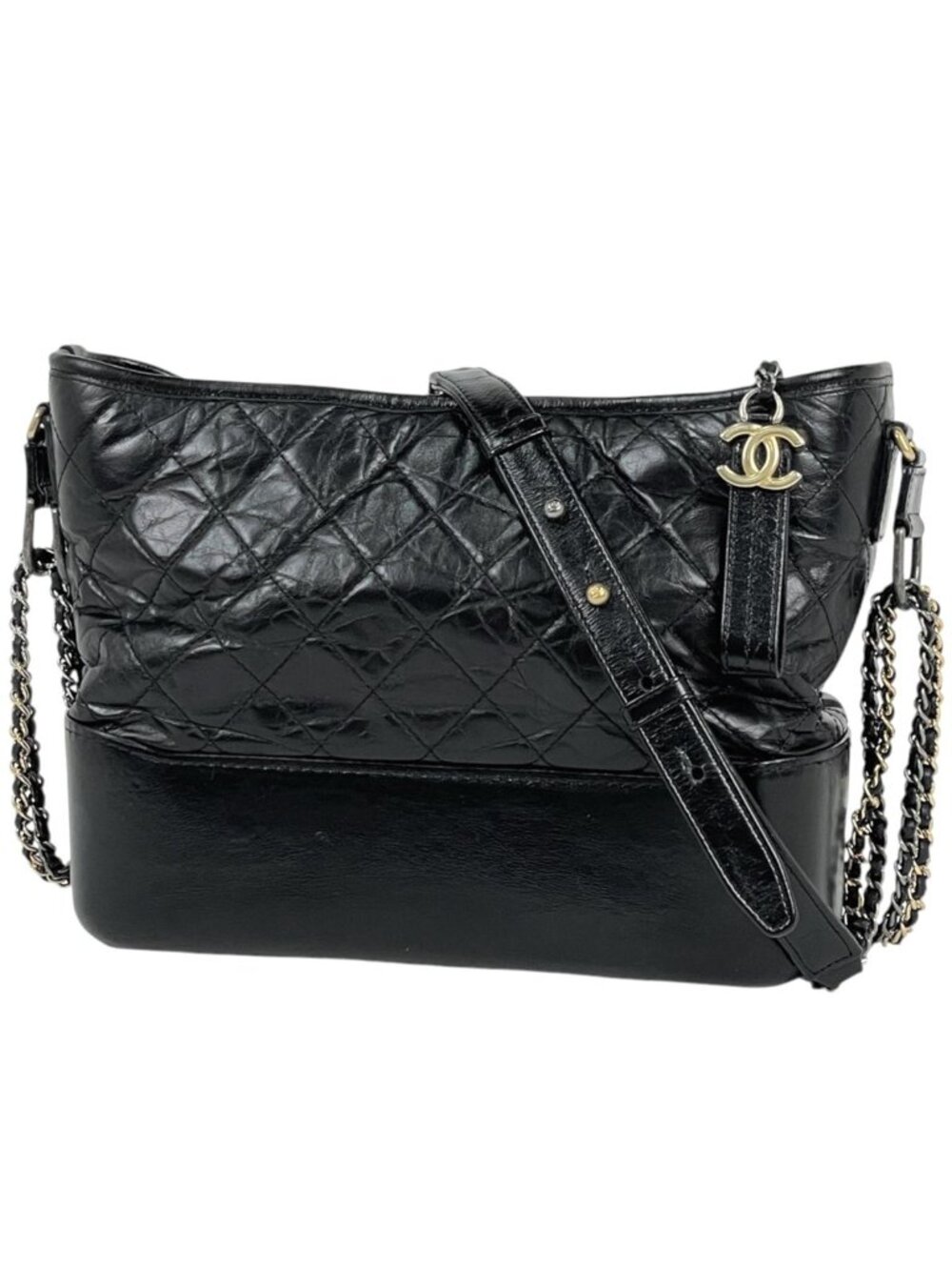 Chanel Gabrielle de Chanel Large Hobo Shoulder Bag CC Logo Leather Black